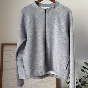 Women's UNDER ARMOUR Gray Double Knit Full Zip Bomber Jacket Size XL